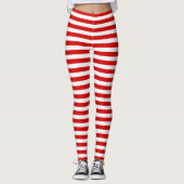 Horizontale Streep Rood Wit DIY BG Leggings (Voorkant)