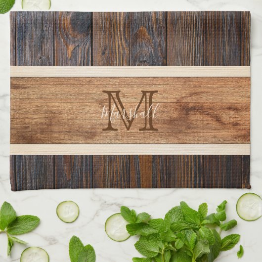 Horizontale streep voor reustige houttoon theedoek (Gevouwen)