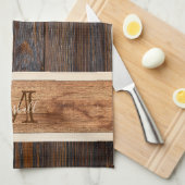 Horizontale streep voor reustige houttoon theedoek (Quarter Fold)