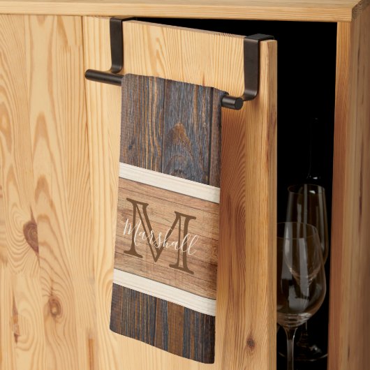 Horizontale streep voor reustige houttoon theedoek (Derde Gevouwen)