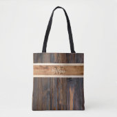 Horizontale streep voor reustige houttoon tote bag (Voorkant)
