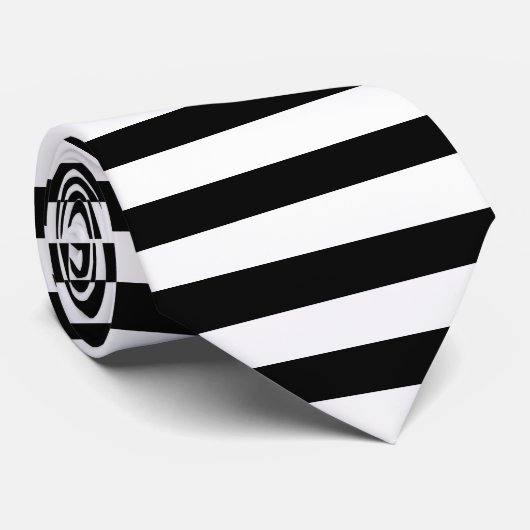 Horizontale streep zwart-wit stropdas (Opgerold)