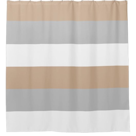 Horizontale Strepen Aarde Tonen Modern Douchegordijn (Voorkant)