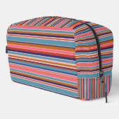 Horizontale strepen blauw roze terracotta retro toilettasje (Rechterhoek)