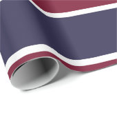 Horizontale strepen, Bourgogne, blauw van de marin Cadeaupapier (Rol Hoek)