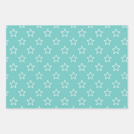 Horizontale Strepen Gingham sterren Wrapping Paper
