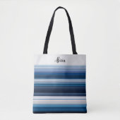 Horizontale strepen in blauw wit grijs tote bag (Voorkant)