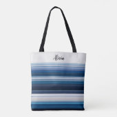 Horizontale strepen in blauw wit grijs tote bag (Achterkant)