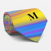 Horizontale strepen Kleurrijk monogram Stropdas (Opgerold)