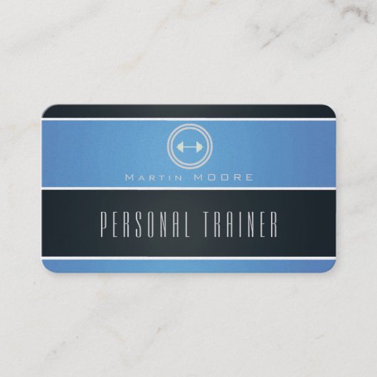 Horizontale strepen lintlucht en donkerblauw visitekaartje (Voorkant)