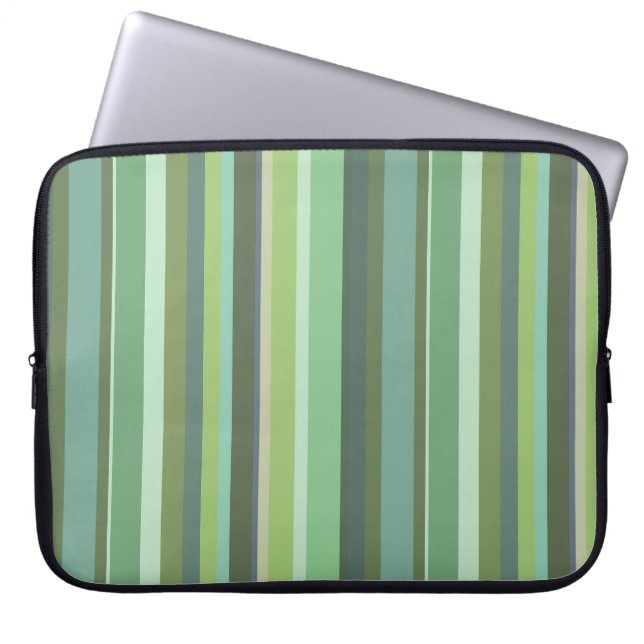 Horizontale strepen met olijfgroen laptop sleeve (Voorkant)
