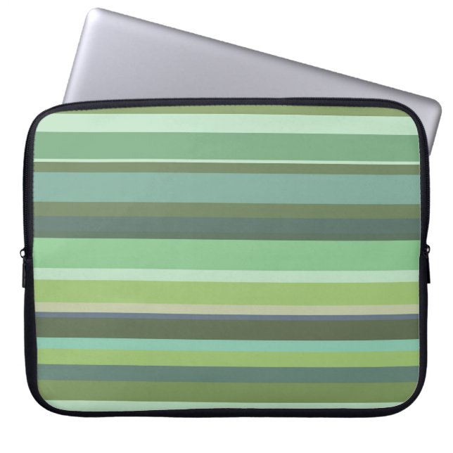 Horizontale strepen met olijfgroen laptop sleeve (Voorkant)