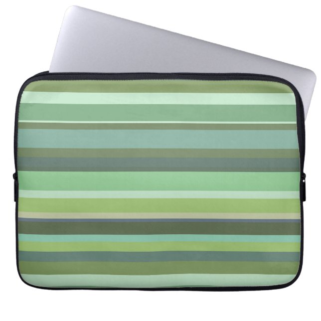 Horizontale strepen met olijfgroen laptop sleeve (Voorkant)
