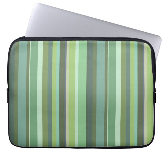 Horizontale strepen met olijfgroen laptop sleeve (Voorkant)