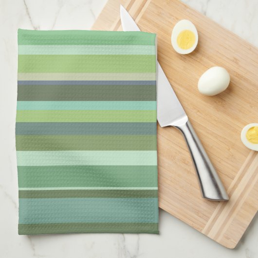 Horizontale strepen met olijfgroen theedoek (Quarter Fold)