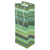 Horizontale strepen met olijfgroen wijn cadeautas (Achterkant Gekanteld)