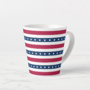 Horizontale Strepen met Sterren Patriottisch Latte Mok