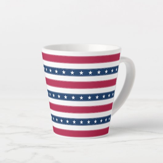 Horizontale Strepen met Sterren Patriottisch Latte Mok (Rechterhoek)