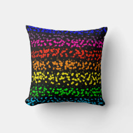 Horizontale strepen met stippen in regenboogkleure kussen