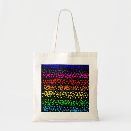 Horizontale strepen met stippen in regenboogkleure tote bag (Voorkant)