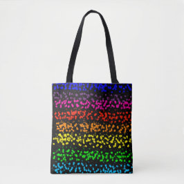 Horizontale strepen met stippen in regenboogkleure tote bag