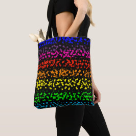 Horizontale strepen met stippen in regenboogkleure tote bag