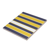 Horizontale strepen, mosterdgeel, blauw van de mar tegeltje (Zijkant)