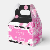 Horizontale Strepen Roze Bloemen Waterverf Verjaar Bedankdoosjes (Achterkant)