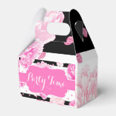 Horizontale Strepen Roze Bloemen Waterverf Verjaar Bedankdoosjes (Voorkant Zijde)