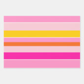 Horizontale strepen Roze Oranje geel gestreept Inpakpapier Vel (Voorkant 2)