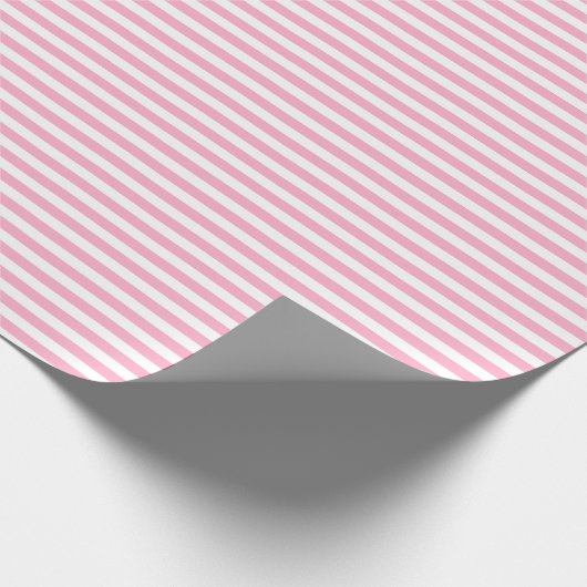 Horizontale strepen roze & wit cadeaupapier (Hoek)