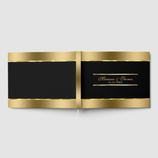 Horizontale strepen voor zwart en goud gastenboek (Volledig)