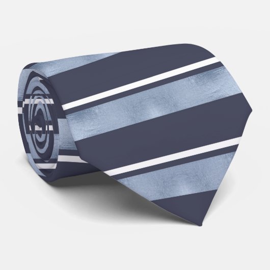 Horizontale Stripe Patroon Blue ID862 Stropdas (Opgerold)