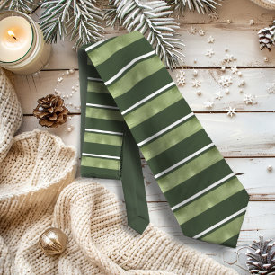 Horizontale Stripe Patroon Green ID862 Stropdas