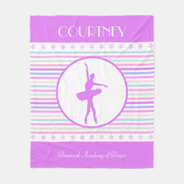 Horizontale Stripes Ballerina Dancer met monogram Fleece Deken