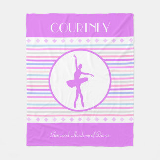 Horizontale Stripes Ballerina Dancer met monogram Fleece Deken