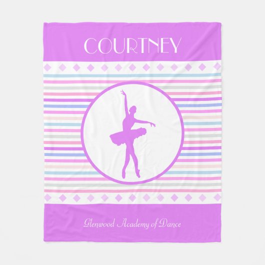 Horizontale Stripes Ballerina Dancer met monogram Fleece Deken (Voorkant)