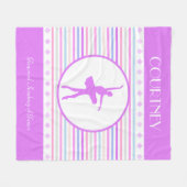Horizontale Stripes Ballerina Dancer met monogram Fleece Deken (Voorkant (Horizontaal))