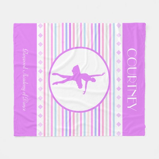 Horizontale Stripes Ballerina Dancer met monogram Fleece Deken (Voorkant (Horizontaal))