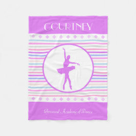 Horizontale Stripes Ballerina Dancer met monogram Fleece Deken
