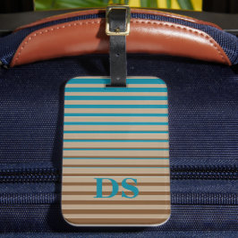 Horizontale Stripes Bruin- en Blauw Monogram Bagagelabel