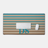 Horizontale Stripes Bruin- en Blauw Monogram Bureaumat (Keyboard & Muis)