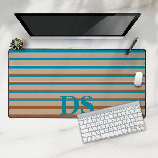 Horizontale Stripes Bruin- en Blauw Monogram Bureaumat
