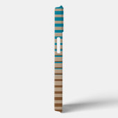 Horizontale Stripes Bruin- en Blauw Monogram Case-Mate iPhone Case (Achterkant / Rechts)