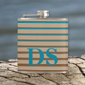 Horizontale Stripes Bruin- en Blauw Monogram Heupfles