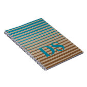 Horizontale Stripes Bruin- en Blauw Monogram Notitieboek (Rechterzijde)