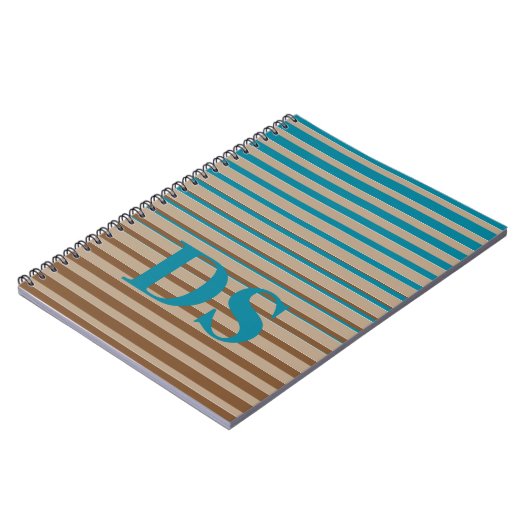 Horizontale Stripes Bruin- en Blauw Monogram Notitieboek (Linkerzijde)