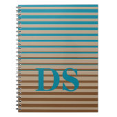 Horizontale Stripes Bruin- en Blauw Monogram Notitieboek (Voorkant)