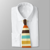 Horizontale Stripes Retro kleuren Blauw Geel Rood Stropdas (Gebonden)