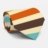 Horizontale Stripes Retro kleuren Blauw Geel Rood Stropdas (Opgerold)